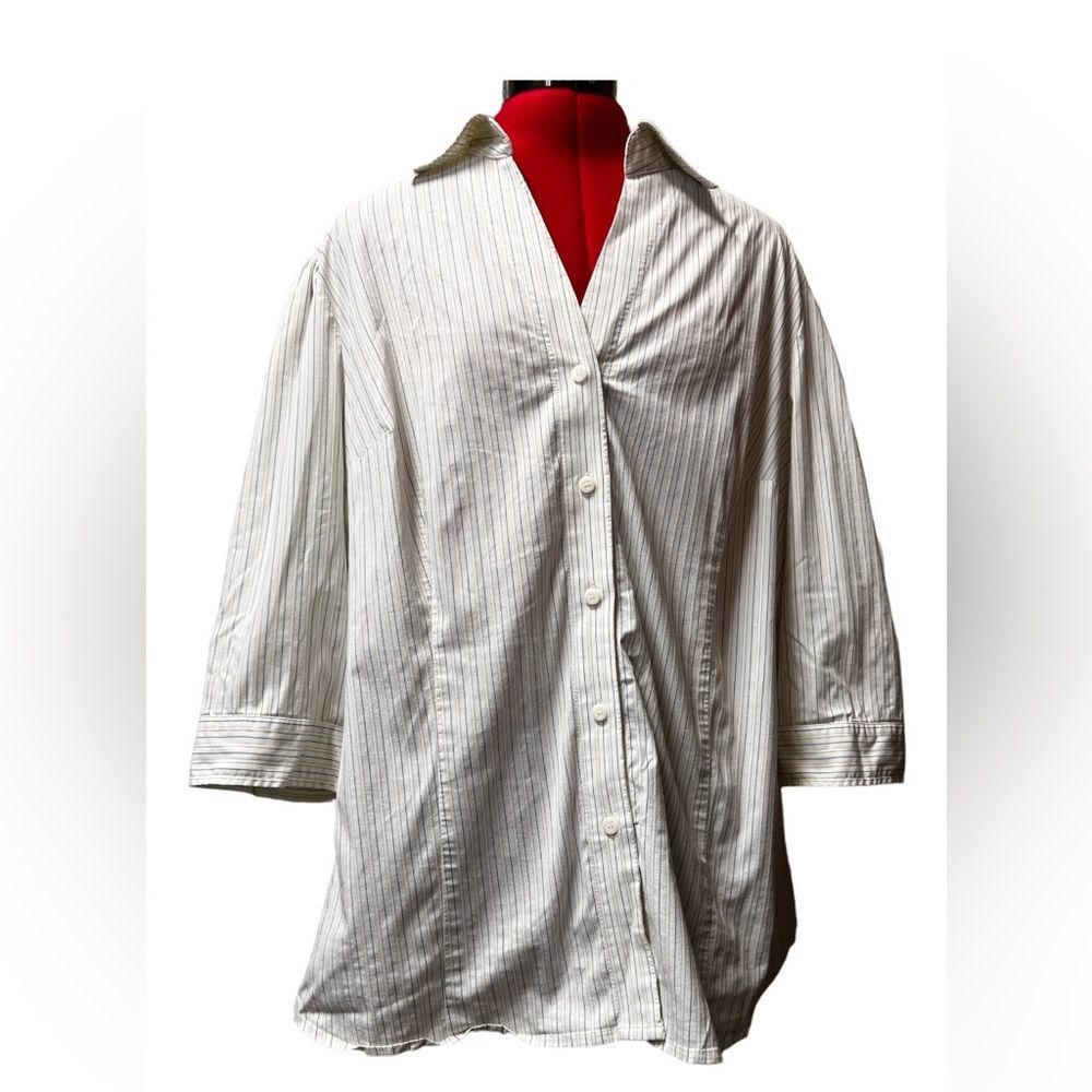 Striped blouse‎ size 1x Worthington Stretch top button down 26270